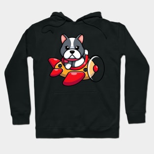 Cute baby dog driving plane cartoon Hoodie